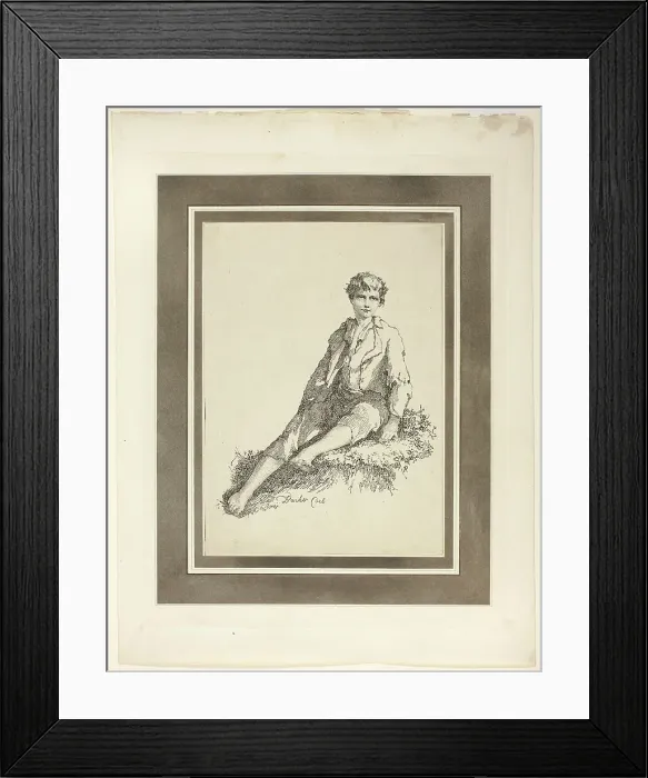 Framed Print : Young Boy Seated, from the first issue of Specimens of Polyautography, 1803. Creator: Thomas Barker Framed Print : Young Boy Seated, from the first issue of Specimens of Polyautography, 1803. Creator: Thomas Barker