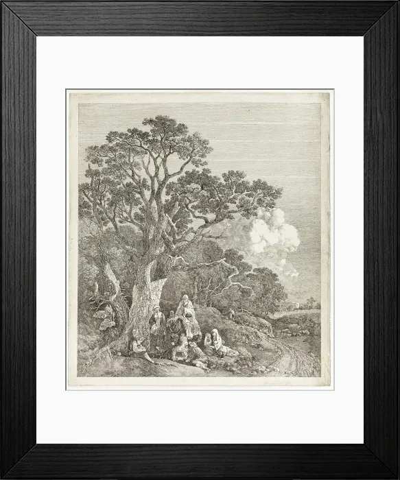 Framed Print : Wooded Landscape with Gypsies Gathered Round a Fire, 1753 / 54. Creator: Thomas Gainsborough Framed Print : Wooded Landscape with Gypsies Gathered Round a Fire, 1753 / 54. Creator: Thomas Gainsborough
