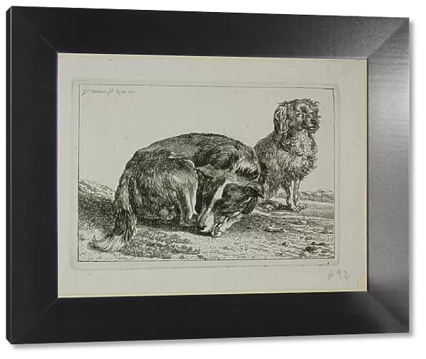 Two Dogs Resting, from Die Zweite Thierfolge, 1800. Creator: Johann Christian Reinhart