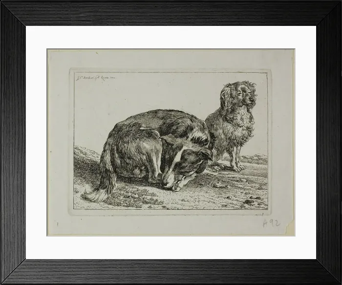 Framed Print : Two Dogs Resting, from Die Zweite Thierfolge, 1800. Creator: Johann Christian Reinhart Framed Print : Two Dogs Resting, from Die Zweite Thierfolge, 1800. Creator: Johann Christian Reinhart