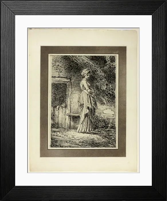 Framed Print : The Lost Apple, from the first issue of Specimens of Polyautography, 1803. Creator: Thomas Stothard