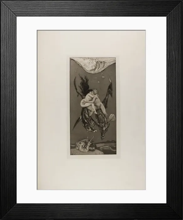 Framed Print : Temptation, plate four from A Life, 1884. Creator: Max Klinger Framed Print : Temptation, plate four from A Life, 1884. Creator: Max Klinger