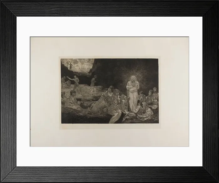 Framed Print : Christ and the Women Sinners, plate thirteen from A Life, 1884. Creator: Max Klinger Framed Print : Christ and the Women Sinners, plate thirteen from A Life, 1884. Creator: Max Klinger