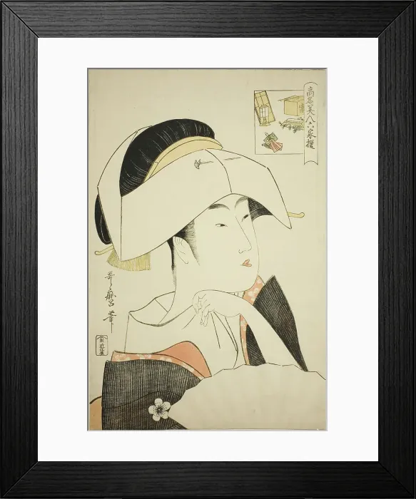 Framed Print : Tomimoto Toyohina, from the series Renowned Beauties Likened to the Six Immortal Poe... c. 1795 / 96. Creator: Kitagawa Utamaro Framed Print : Tomimoto Toyohina, from the series Renowned Beauties Likened to the Six Immortal Poe... c. 1795 / 96. Creator: Kitagawa Utamaro