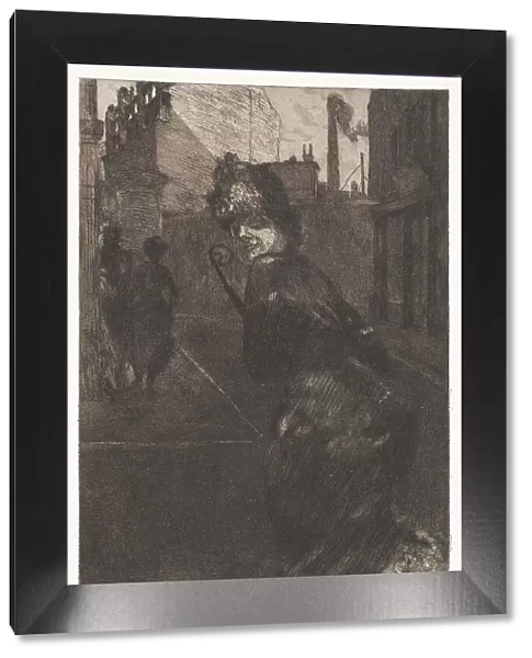 On the Street, plate nine from A Life, 1884. Creator: Max Klinger