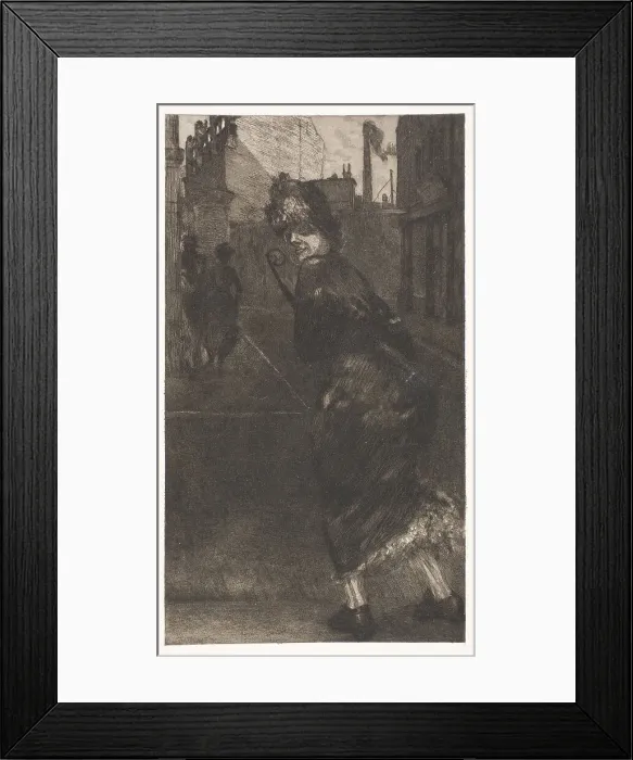 Framed Print : On the Street, plate nine from A Life, 1884. Creator: Max Klinger Framed Print : On the Street, plate nine from A Life, 1884. Creator: Max Klinger