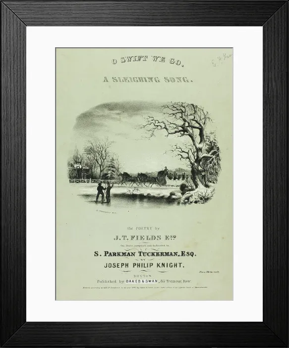 Framed Print : O Swift We Go, a Sleighing Song, 1840. Creator: Benjamin Champney Framed Print : O Swift We Go, a Sleighing Song, 1840. Creator: Benjamin Champney
