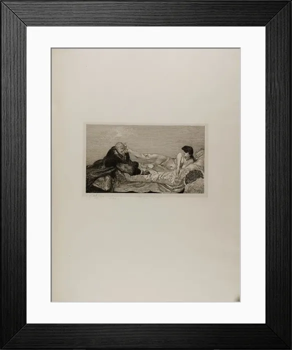 Framed Print : The Proposition, plate six from A Life, 1884. Creator: Max Klinger Framed Print : The Proposition, plate six from A Life, 1884. Creator: Max Klinger