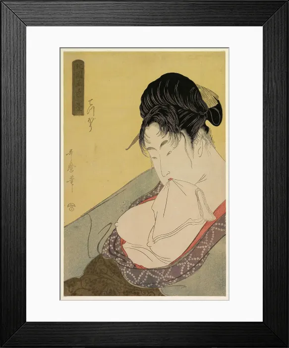 Framed Print : A Low Class Prostitute (Gun [teppo]), from the series Five Shades of Ink in the... c. 1794 / 95. Creator: Kitagawa Utamaro. A Low Class Prostitute (Gun [teppo]), from the series Five Shades of Ink in the... c. 1794 / 95