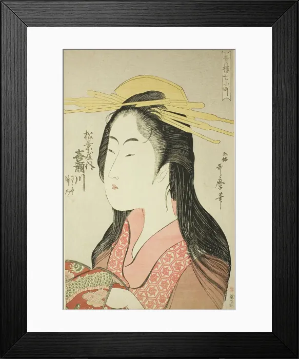 Framed Print : Kisegawa of the Matsubaya, [whose attendants are] Sasano, Takeno (Matsubaya uchi... c. 1794 / 95. Creator: Kitagawa Utamaro)