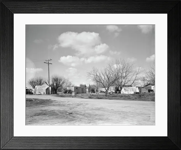 Framed Print : Housing for Oklahoma refugees, California, Kern County, 1936. Creator: Dorothea Lange Framed Print : Housing for Oklahoma refugees, California, Kern County, 1936. Creator: Dorothea Lange