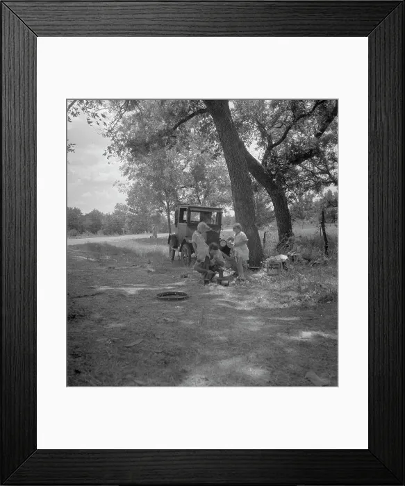 Framed Print : Migrant family from Oklahoma in Texas, alongside the road, 1936. Creator: Dorothea Lange Framed Print : Migrant family from Oklahoma in Texas, alongside the road, 1936. Creator: Dorothea Lange