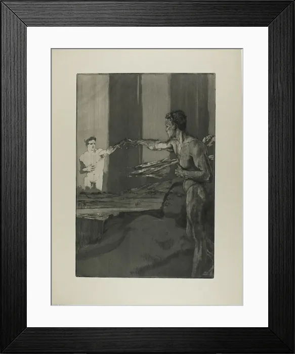 Framed Print : Philosopher, plate three from One Death, Part II, c. 1889. Creator: Max Klinger Framed Print : Philosopher, plate three from One Death, Part II, c. 1889. Creator: Max Klinger