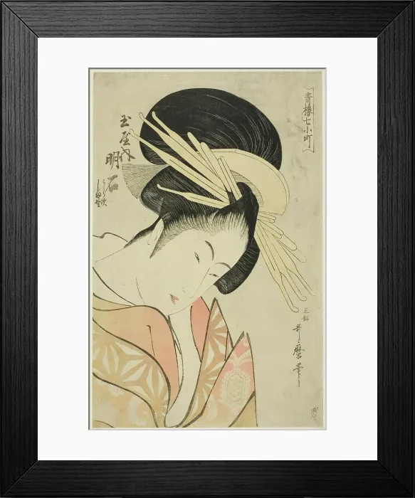 Framed Print : Akashi of the Tamaya, from the series Seven Komachis of Yoshiwara (Seiro nana... c. 1794 / 95. Creator: Kitagawa Utamaro) Framed Print : Akashi of the Tamaya, from the series Seven Komachis of Yoshiwara (Seiro nana... c. 1794 / 95. Creator: Kitagawa Utamaro)