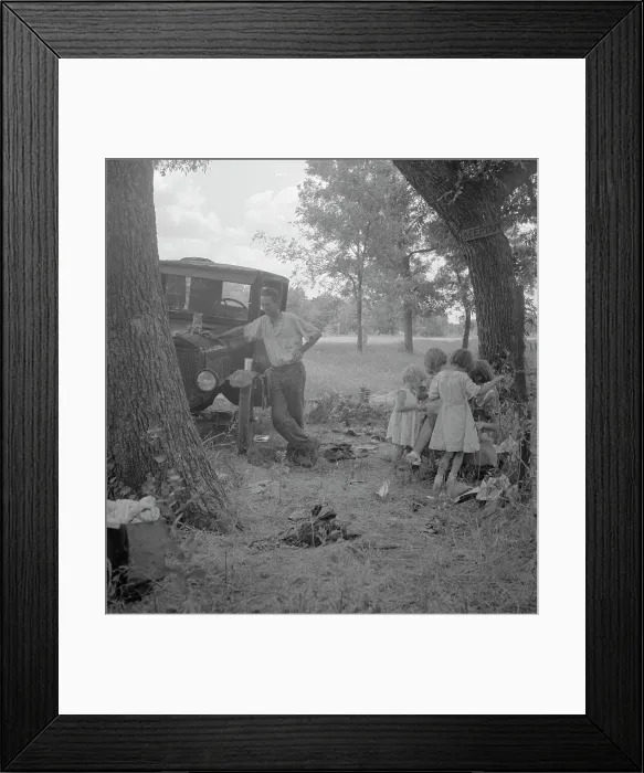 Framed Print : Migrant family from Oklahoma in Texas, alongside the road, 1936. Creator: Dorothea Lange Framed Print : Migrant family from Oklahoma in Texas, alongside the road, 1936. Creator: Dorothea Lange
