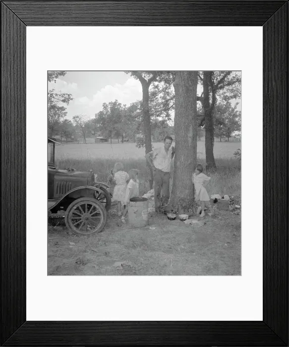 Framed Print : Migrant family from Oklahoma in Texas, alongside the road, 1936. Creator: Dorothea Lange Framed Print : Migrant family from Oklahoma in Texas, alongside the road, 1936. Creator: Dorothea Lange