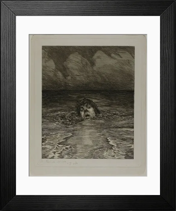 Framed Print : Downfall, plate twelve from A Life, 1884. Creator: Max Klinger Framed Print : Downfall, plate twelve from A Life, 1884. Creator: Max Klinger