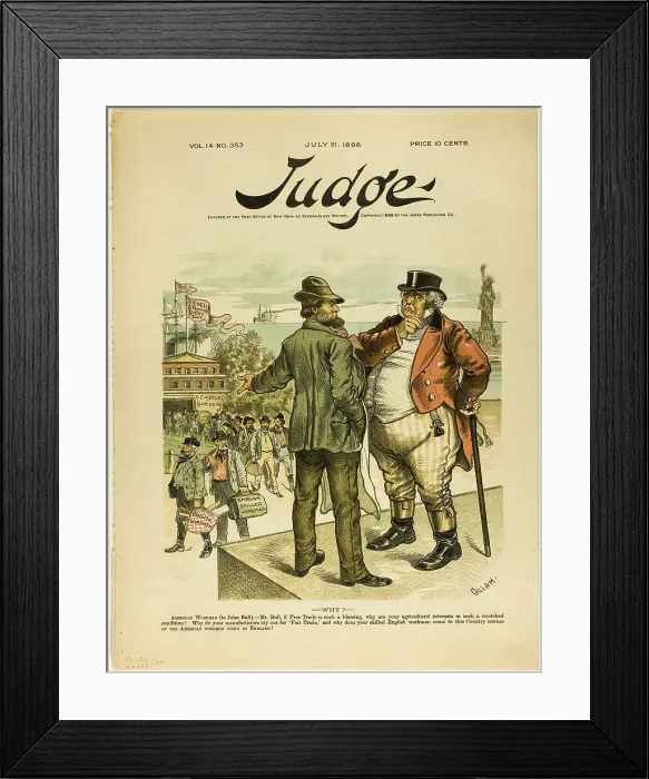 Framed Print : Why?, from Judge, published July 21, 1888. Creator: Bernard Gillam Framed Print : Why?, from Judge, published July 21, 1888. Creator: Bernard Gillam