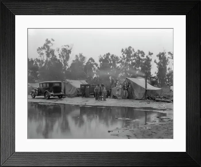 Framed Print : Migrant pea pickers camp in the rain, California, 1936. Creator: Dorothea Lange Framed Print : Migrant pea pickers camp in the rain, California, 1936. Creator: Dorothea Lange