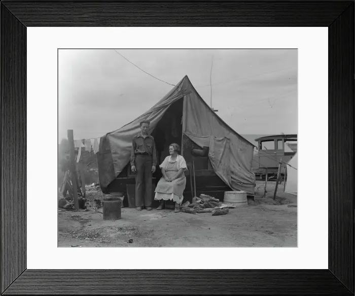 Framed Print : Part of migrant family of five encamped near Porterville, CA, 1936. Creator: Dorothea Lange Framed Print : Part of migrant family of five encamped near Porterville, CA, 1936. Creator: Dorothea Lange