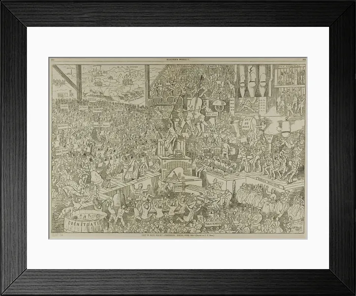Framed Print : Let Us Have Peace! -Fortissimo, from Harper's Weekly, published June 19, 1869. Creator: Charles Green Bush Framed Print : Let Us Have Peace! -Fortissimo, from Harper's Weekly, published June 19, 1869. Creator: Charles Green Bush