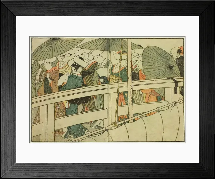 Framed Print : Crossing a Bridge in Summer, from the illustrated book Picture Book: Flowers of the Four... 1801. Creator: Kitagawa Utamaro. Crossing a Bridge in Summer, from the illustrated book Picture Book: Flowers of the Four... 1801 Framed Print : Crossing a Bridge in Summer, from the illustrated book Picture Book: Flowers of the Four... 1801. Creator: Kitagawa Utamaro. Crossing a Bridge in Summer, from the illustrated book Picture Book: Flowers of the Four... 1801