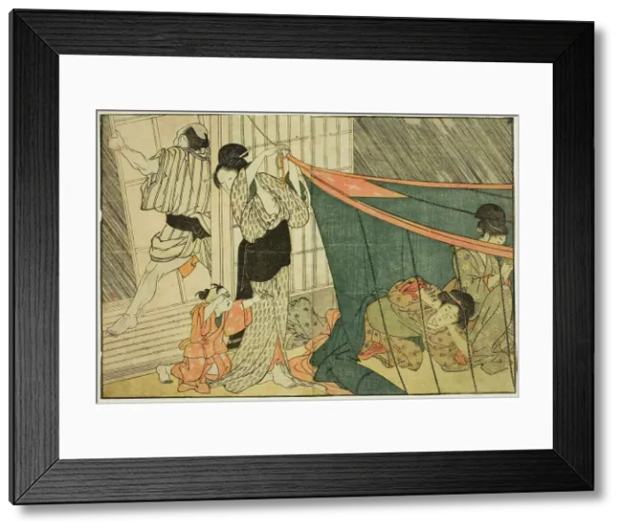 Framed Print : Women Inside a Mosquito Net During a Thunderstorm, from the illustrated book Picture Book... 1801. Creator: Kitagawa Utamaro. Women Inside a Mosquito Net During a Thunderstorm, from the illustrated book Picture Book... 1801 Framed Print : Women Inside a Mosquito Net During a Thunderstorm, from the illustrated book Picture Book... 1801. Creator: Kitagawa Utamaro. Women Inside a Mosquito Net During a Thunderstorm, from the illustrated book Picture Book... 1801