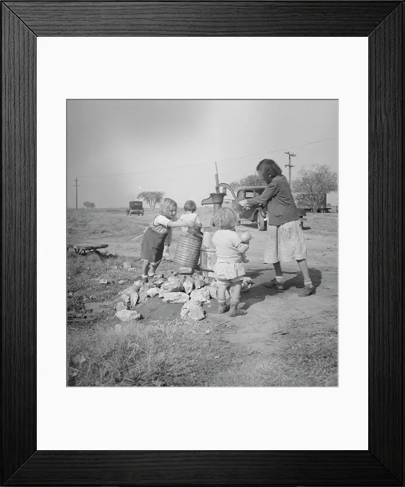 Framed Print : Water supply, Migratory camp for cotton pickers, San Joaquin Valley, California, 1936. Creator: Dorothea Lange Framed Print : Water supply, Migratory camp for cotton pickers, San Joaquin Valley, California, 1936. Creator: Dorothea Lange