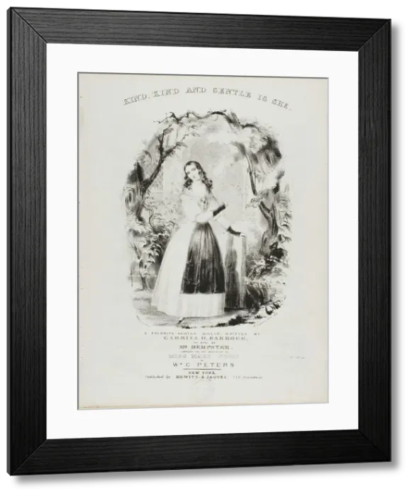Framed Print : Kind, Kind and Gentle is She, c.1840. Creator: Currier and Ives Framed Print : Kind, Kind and Gentle is She, c.1840. Creator: Currier and Ives