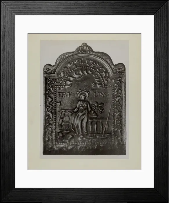 Framed Print : Pa. German Fireback, c. 1942. Creator: Charles Von Urban Framed Print : Pa. German Fireback, c. 1942. Creator: Charles Von Urban