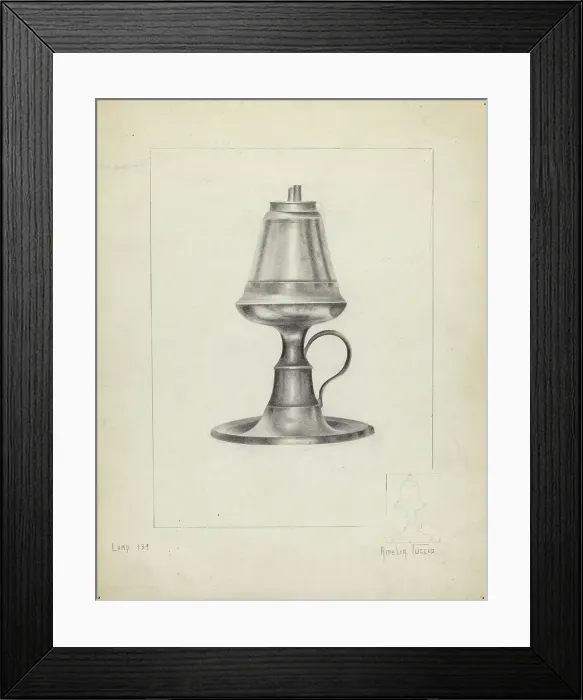 Framed Print : Camphene Lamp, 1935 / 1942. Creator: Amelia Tuccio Framed Print : Camphene Lamp, 1935 / 1942. Creator: Amelia Tuccio