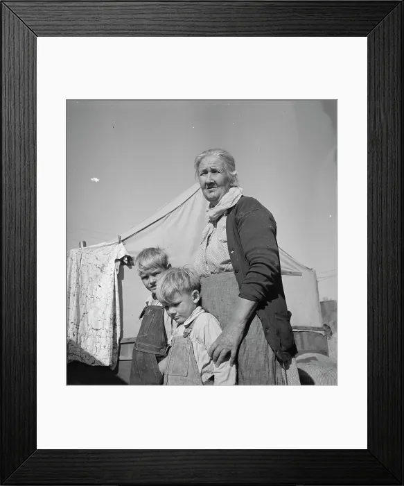 Framed Print : Grandmother of twenty-two children living in Kern County migrant camp, California, 1936. Creator: Dorothea Lange Framed Print : Grandmother of twenty-two children living in Kern County migrant camp, California, 1936. Creator: Dorothea Lange
