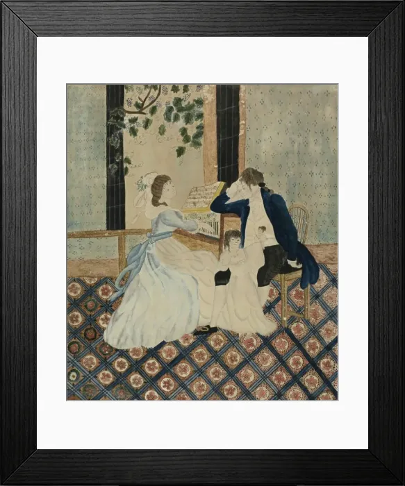 Framed Print : Family Group at Piano, c.1820. Creator: Eunice Pinney Framed Print : Family Group at Piano, c.1820. Creator: Eunice Pinney