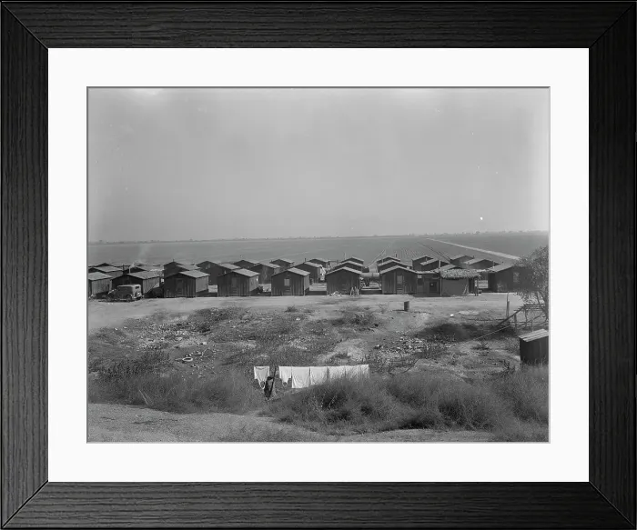 Framed Print : Company housing for Mexican cotton pickers, South of Corcoran, California, 1936. Creator: Dorothea Lange Framed Print : Company housing for Mexican cotton pickers, South of Corcoran, California, 1936. Creator: Dorothea Lange