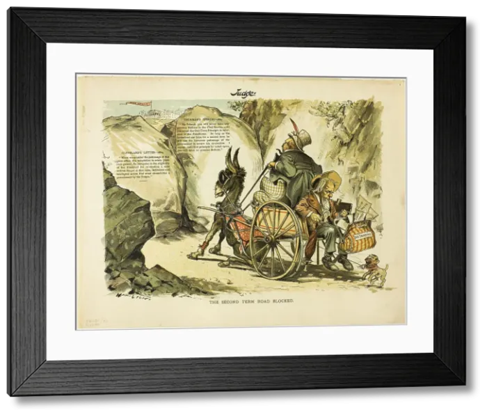 Framed Print : The Second Term Road Blocked, from Judge, 1884. Creator: Grant Hamilton Framed Print : The Second Term Road Blocked, from Judge, 1884. Creator: Grant Hamilton