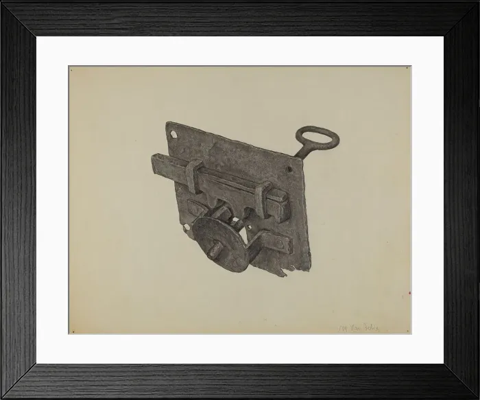 Framed Print : Lock and Key, c. 1938. Creator: Maurice Van Felix Framed Print : Lock and Key, c. 1938. Creator: Maurice Van Felix