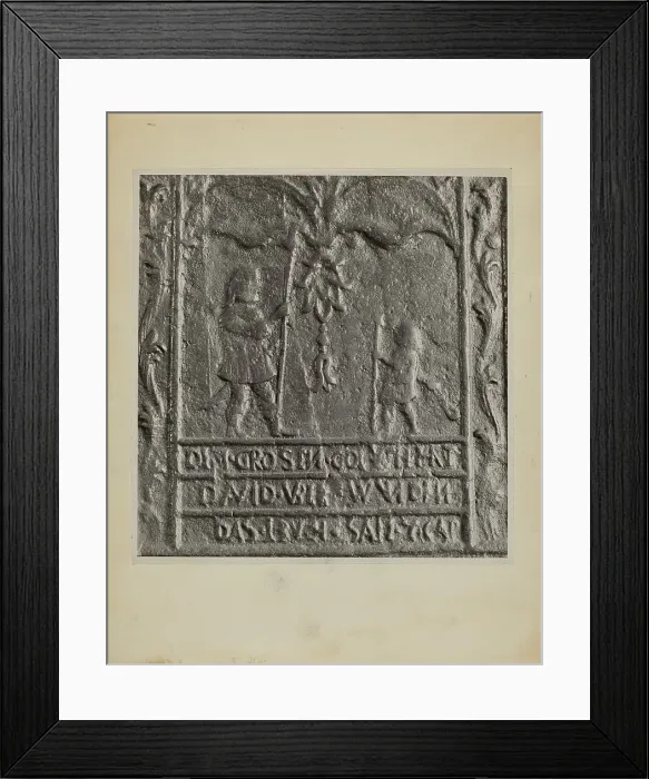 Framed Print : Pa. German Stove Plate, c. 1936. Creator: Charles Von Urban Framed Print : Pa. German Stove Plate, c. 1936. Creator: Charles Von Urban