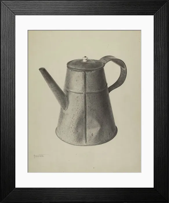 Framed Print : Pa. German Coffee Pot, c. 1939. Creator: Amelia Tuccio Framed Print : Pa. German Coffee Pot, c. 1939. Creator: Amelia Tuccio