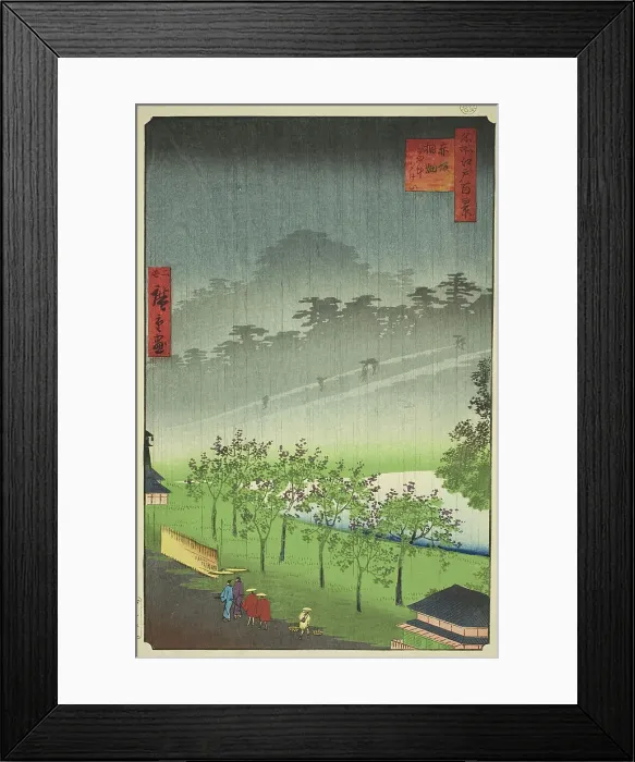 Framed Print : Night Rain at the Paulownia Grove at Akasaka (Akasaka Kiribatake uchu yukei), from the ser... 1859. Creator: Utagawa Hiroshige II Framed Print : Night Rain at the Paulownia Grove at Akasaka (Akasaka Kiribatake uchu yukei), from the ser... 1859. Creator: Utagawa Hiroshige II