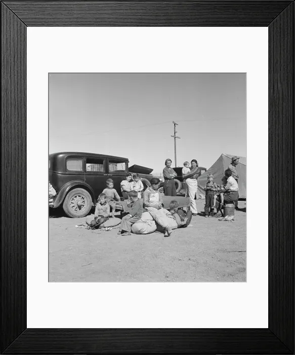 Framed Print : Families from the Dust Bowl in Texas in an overnight roadside camp near Calipatria, California, 1937 Creator: Dorothea Lange Framed Print : Families from the Dust Bowl in Texas in an overnight roadside camp near Calipatria, California, 1937 Creator: Dorothea Lange