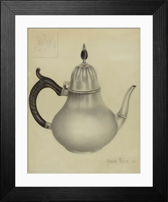 Framed Print : Silver Teapot, 1936. Creator: Amelia Tuccio Framed Print : Silver Teapot, 1936. Creator: Amelia Tuccio