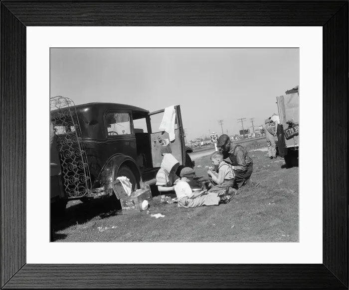 Framed Print : Oklahomans bound for Oregon along a highway in California, 1937. Creator: Dorothea Lange Framed Print : Oklahomans bound for Oregon along a highway in California, 1937. Creator: Dorothea Lange