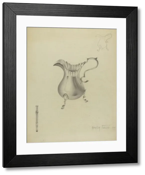 Framed Print : Silver Creamer, 1936. Creator: Amelia Tuccio Framed Print : Silver Creamer, 1936. Creator: Amelia Tuccio