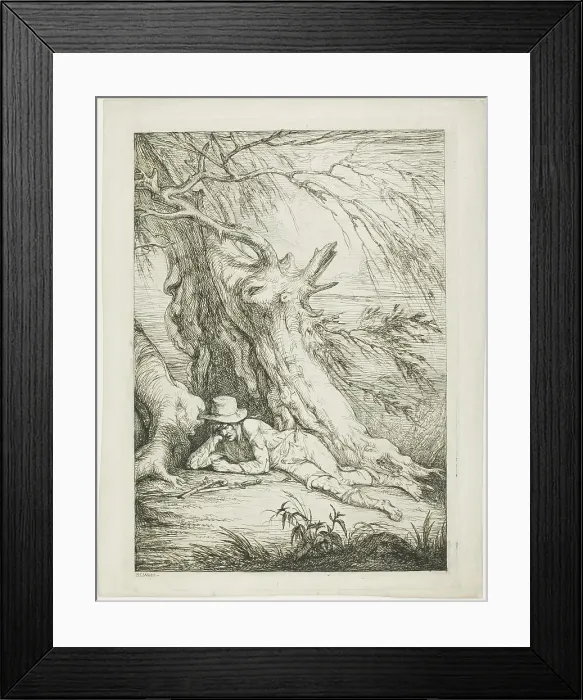 Framed Print : Brigand Lying Under a Tree, c.1785. Creator: Raphael Lamar West Framed Print : Brigand Lying Under a Tree, c.1785. Creator: Raphael Lamar West