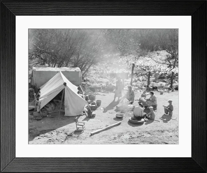 Framed Print : Two families, camped by the roadside near Santa Maria, California, 1937. Creator: Dorothea Lange Framed Print : Two families, camped by the roadside near Santa Maria, California, 1937. Creator: Dorothea Lange