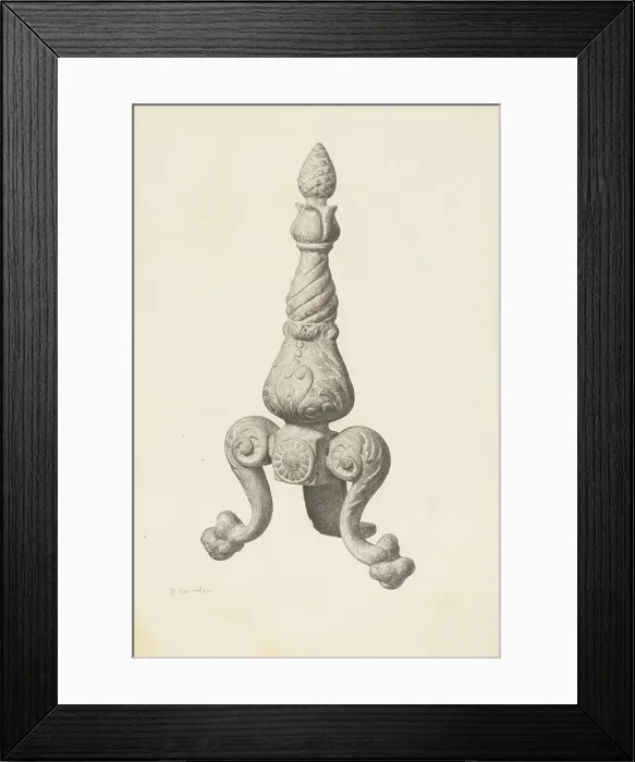 Framed Print : Andiron (one of pair), c. 1940. Creator: Maurice Van Felix Framed Print : Andiron (one of pair), c. 1940. Creator: Maurice Van Felix