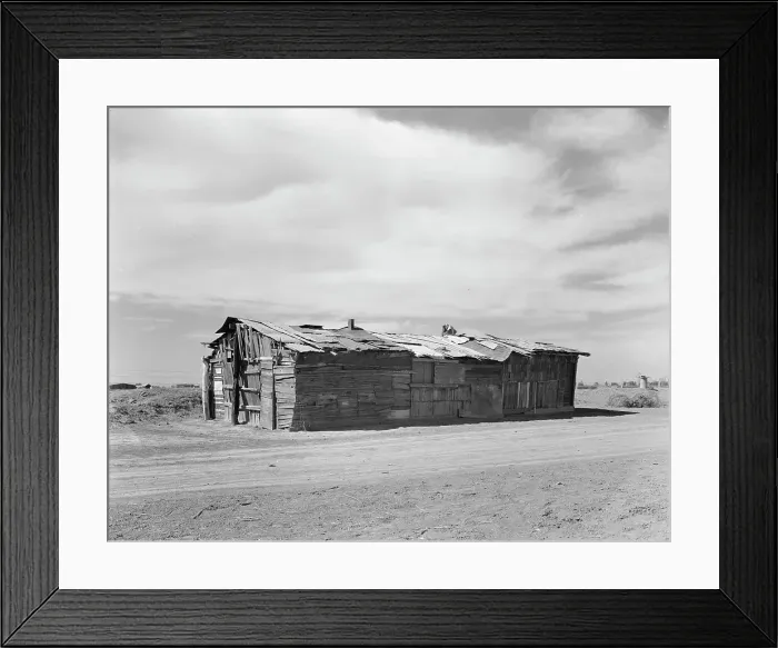 Framed Print : Housing typical of that afforded Mexican field workers of the Imperial Valley, 1937. Creator: Dorothea Lange Framed Print : Housing typical of that afforded Mexican field workers of the Imperial Valley, 1937. Creator: Dorothea Lange