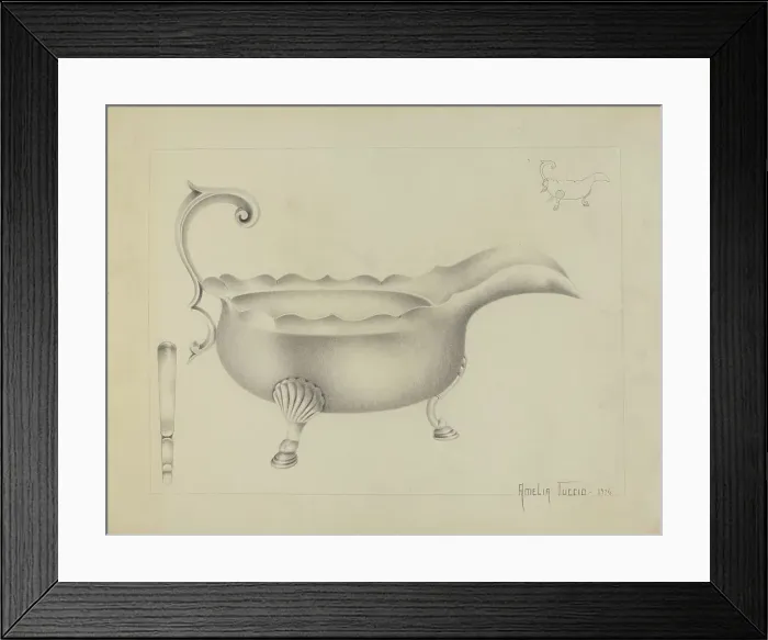Framed Print : Silver Sauce Boat, 1936. Creator: Amelia Tuccio Framed Print : Silver Sauce Boat, 1936. Creator: Amelia Tuccio