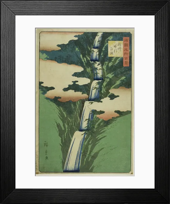 Framed Print : The Nunobiki Waterfall, Sesshu Province (Sesshu Nunobiki no taki), from the series One Hu... 1859. Creator: Utagawa Hiroshige II. The Nunobiki Waterfall, Sesshu Province (Sesshu Nunobiki no taki), from the series One Hu... 1859 Framed Print : The Nunobiki Waterfall, Sesshu Province (Sesshu Nunobiki no taki), from the series One Hu... 1859. Creator: Utagawa Hiroshige II. The Nunobiki Waterfall, Sesshu Province (Sesshu Nunobiki no taki), from the series One Hu... 1859