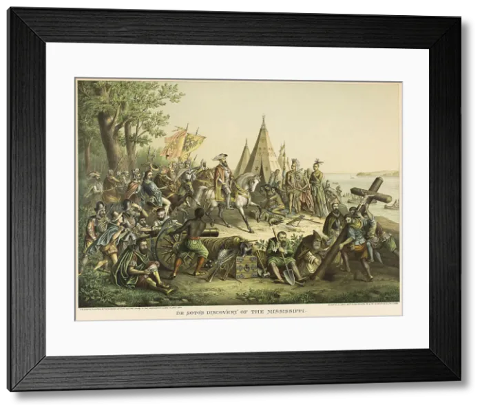 Framed Print : DeSoto's Discovery of the Mississippi River, 1896. Creators: Unknown, Louis Kurz, Kurz and Allison Framed Print : DeSoto's Discovery of the Mississippi River, 1896. Creators: Unknown, Louis Kurz, Kurz and Allison